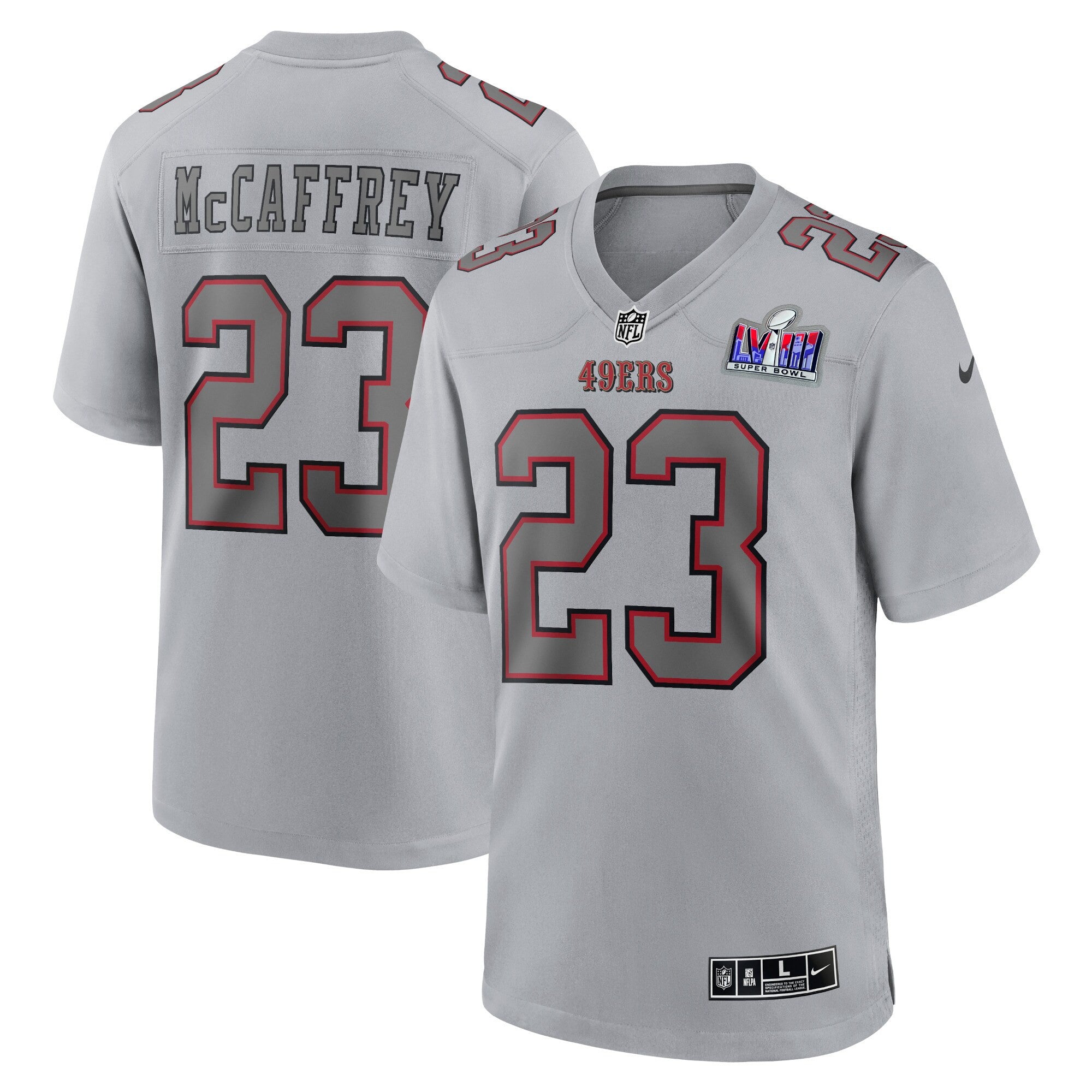 Christian Mccaffrey Super Bowl Lviii Atmosphere San Francisco 49ers gray Fashion jersey