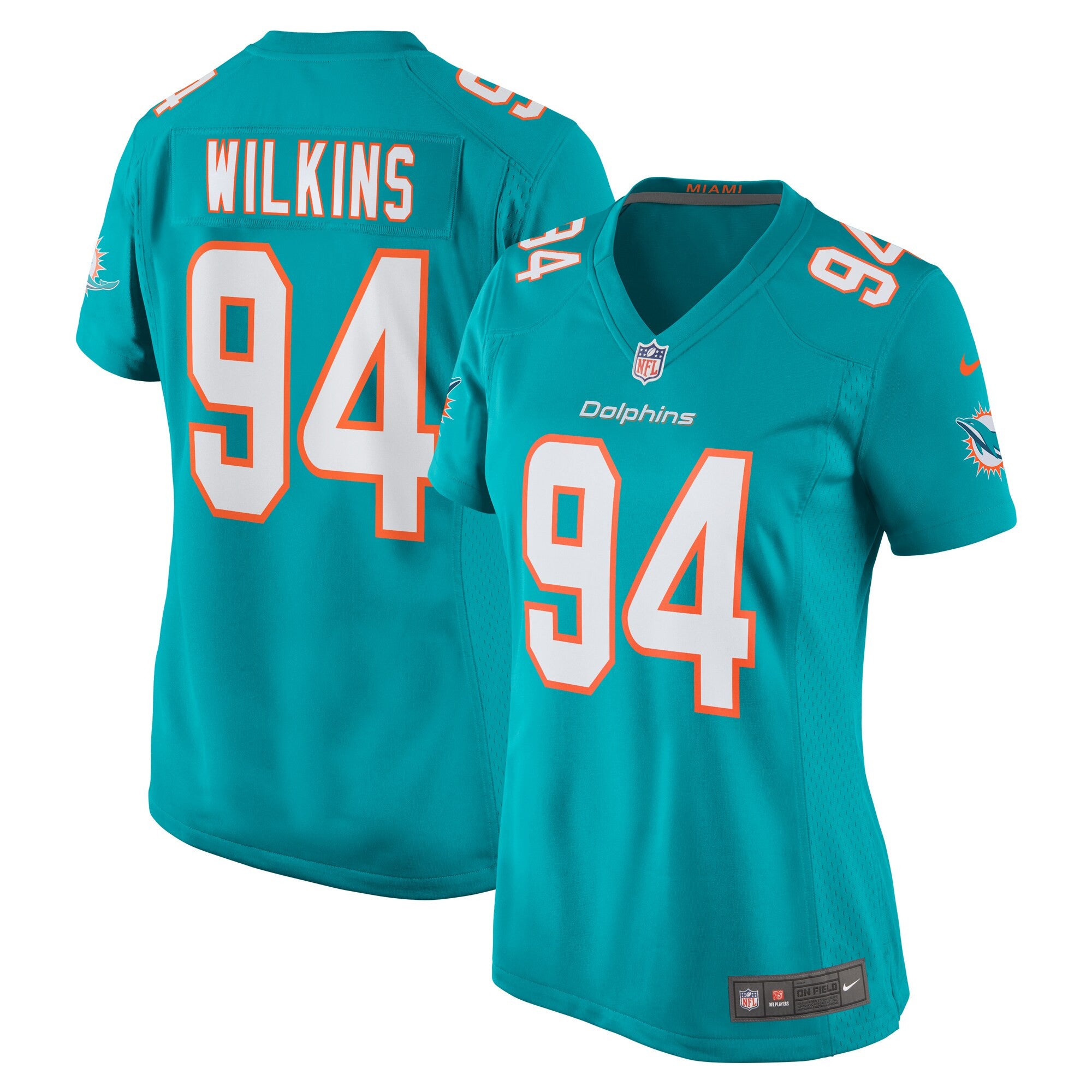 Christian Wilkins Miami Dolphins aqua jersey