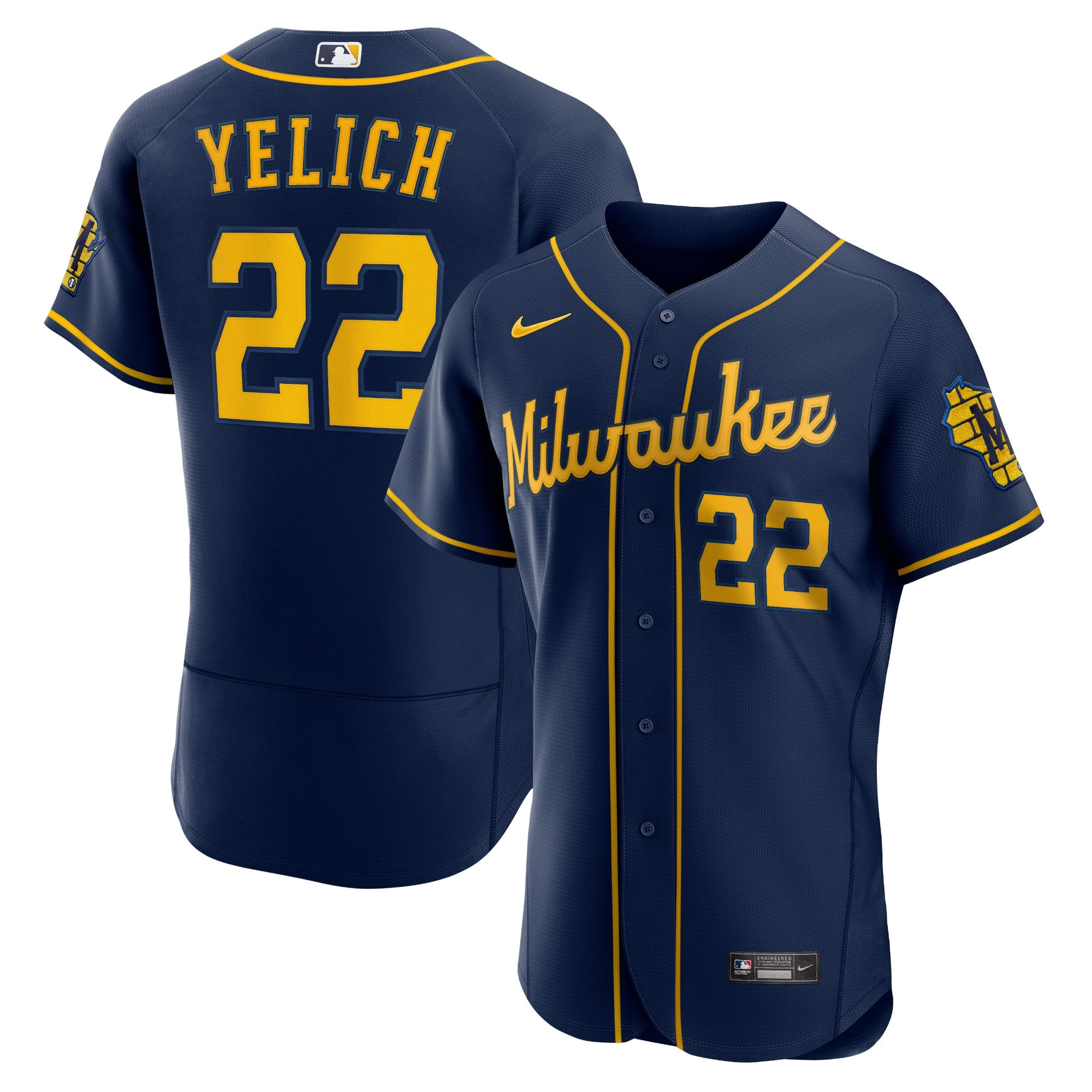 Christian Yelich Milwaukee Brewers navy Alternate jersey