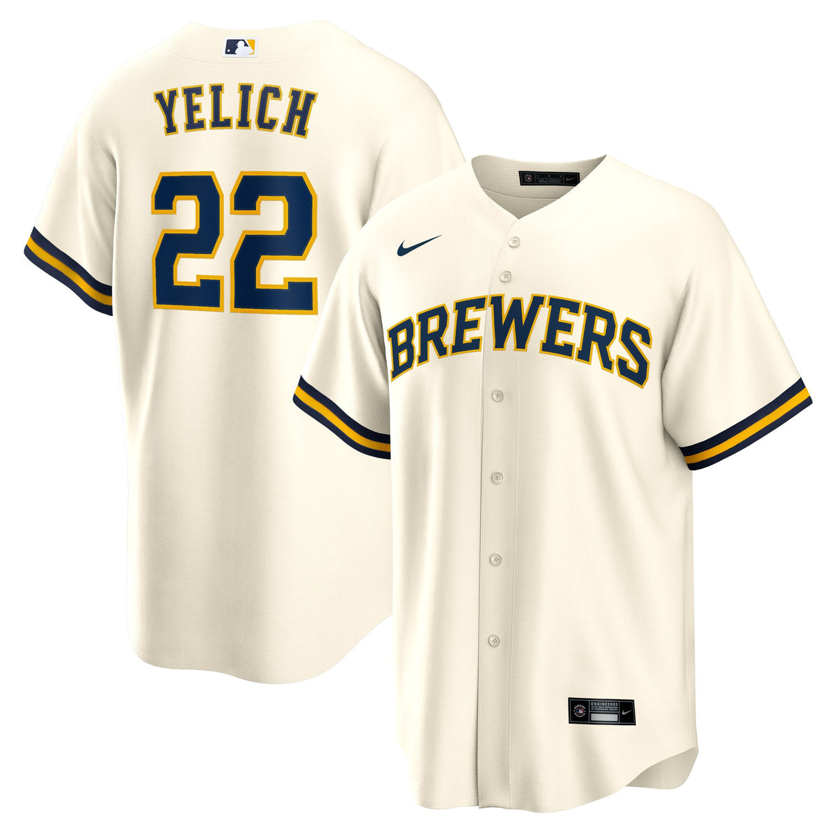 Christian Yelich Milwaukee Brewers cream Alternate jersey