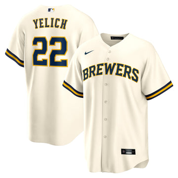 Christian Yelich Milwaukee Brewers cream Alternate jersey