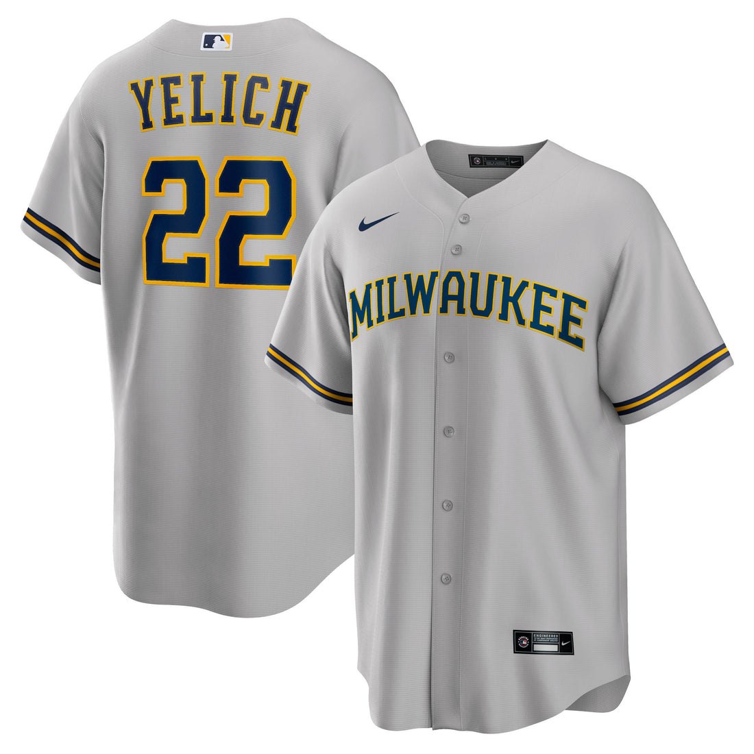 Christian Yelich Milwaukee Brewers gray Alternate jersey