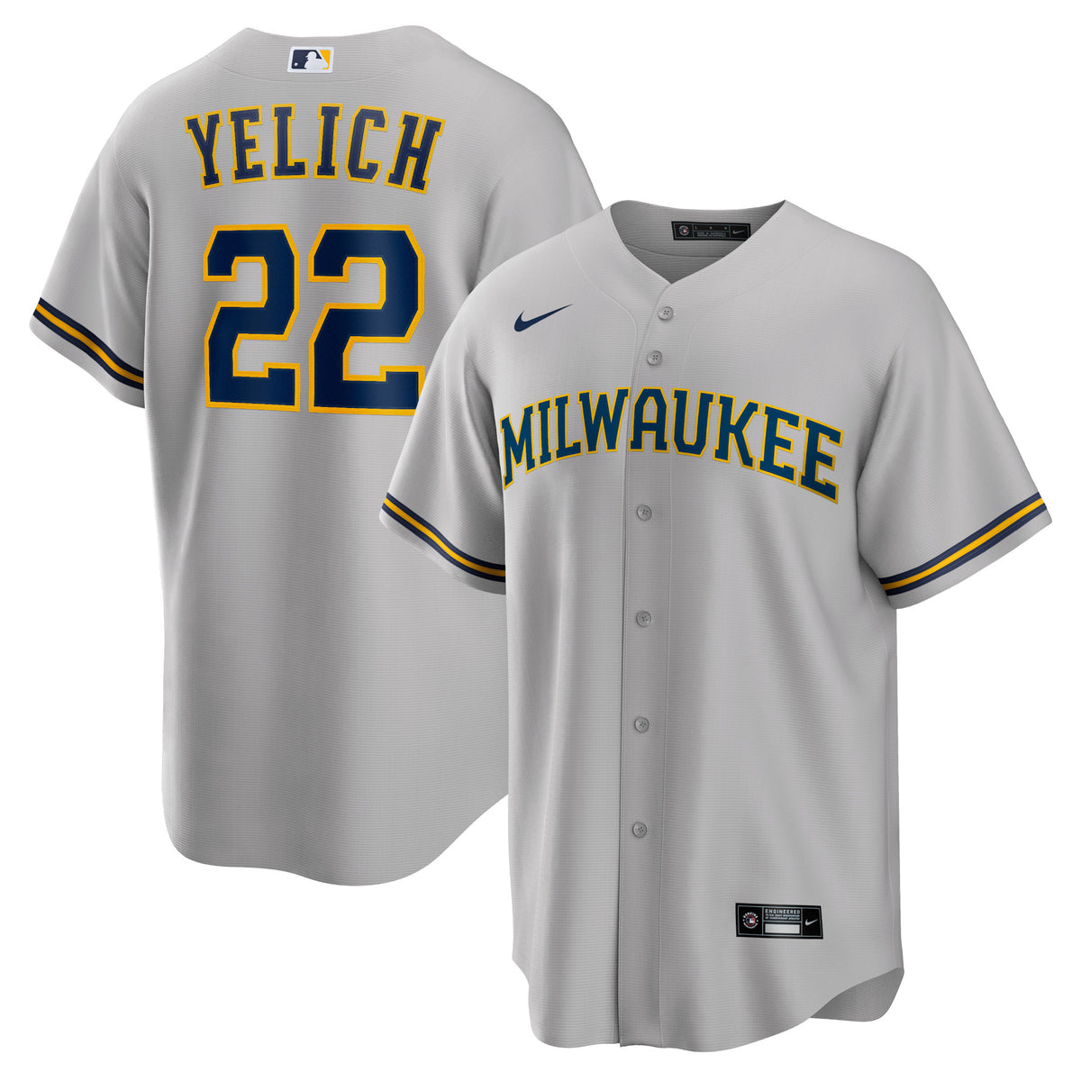 Christian Yelich Milwaukee Brewers gray Alternate jersey