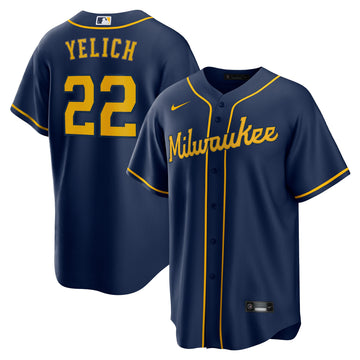 Christian Yelich Milwaukee Brewers navy Alternate jersey