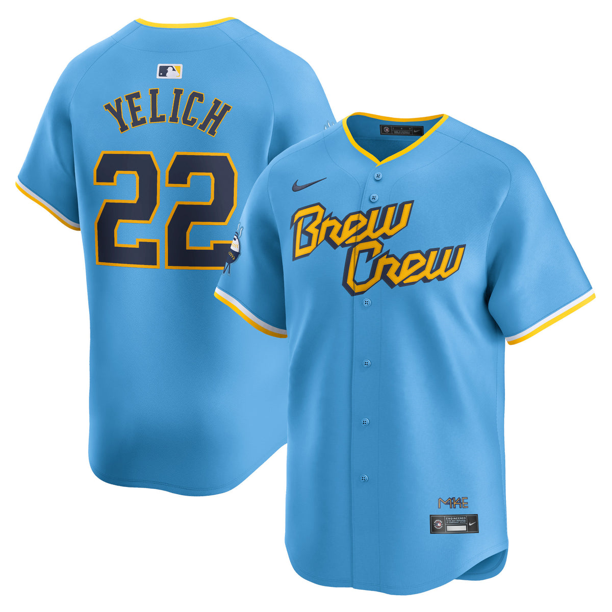Christian Yelich Milwaukee Brewers blue City Connect jersey