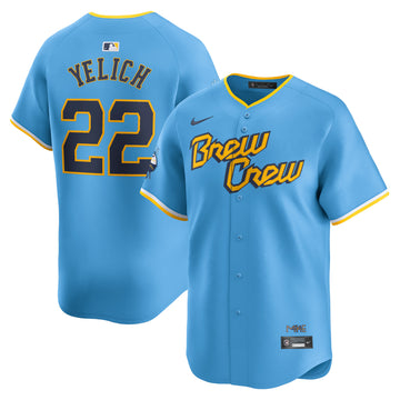 Christian Yelich Milwaukee Brewers blue City Connect jersey