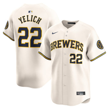 Christian Yelich Milwaukee Brewers cream Limited jersey