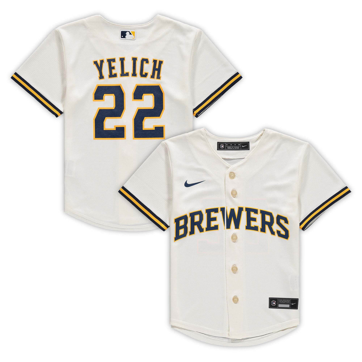 Christian Yelich Preschool Milwaukee Brewers cream Home jersey
