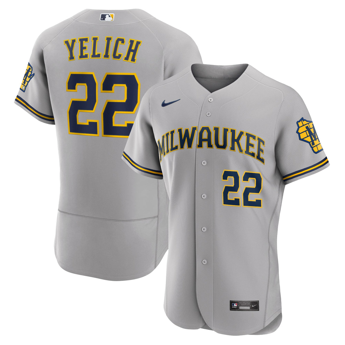 Christian Yelich Milwaukee Brewers gray Road jersey
