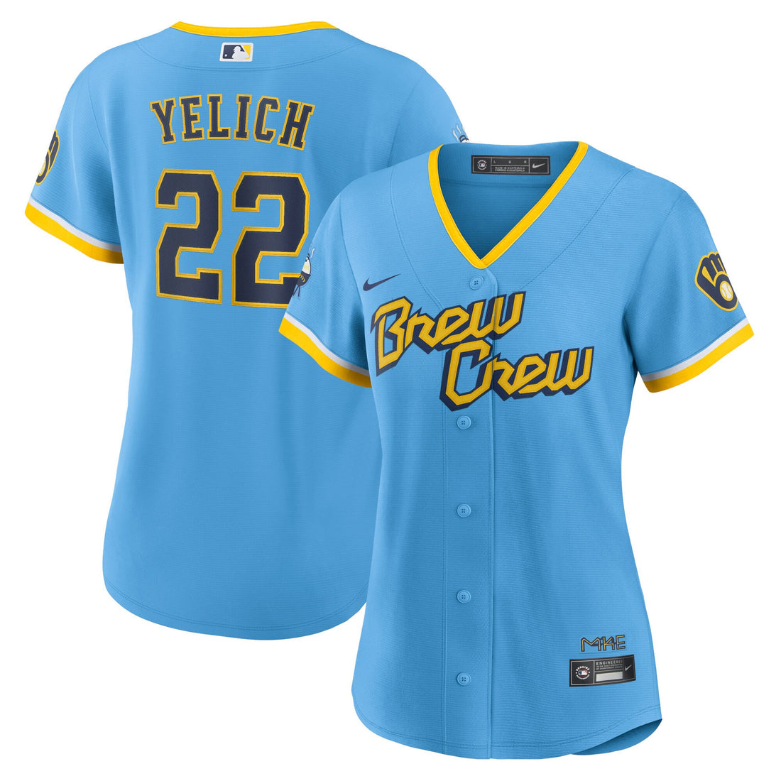 Christian Yelich Milwaukee Brewers blue City Connect jersey