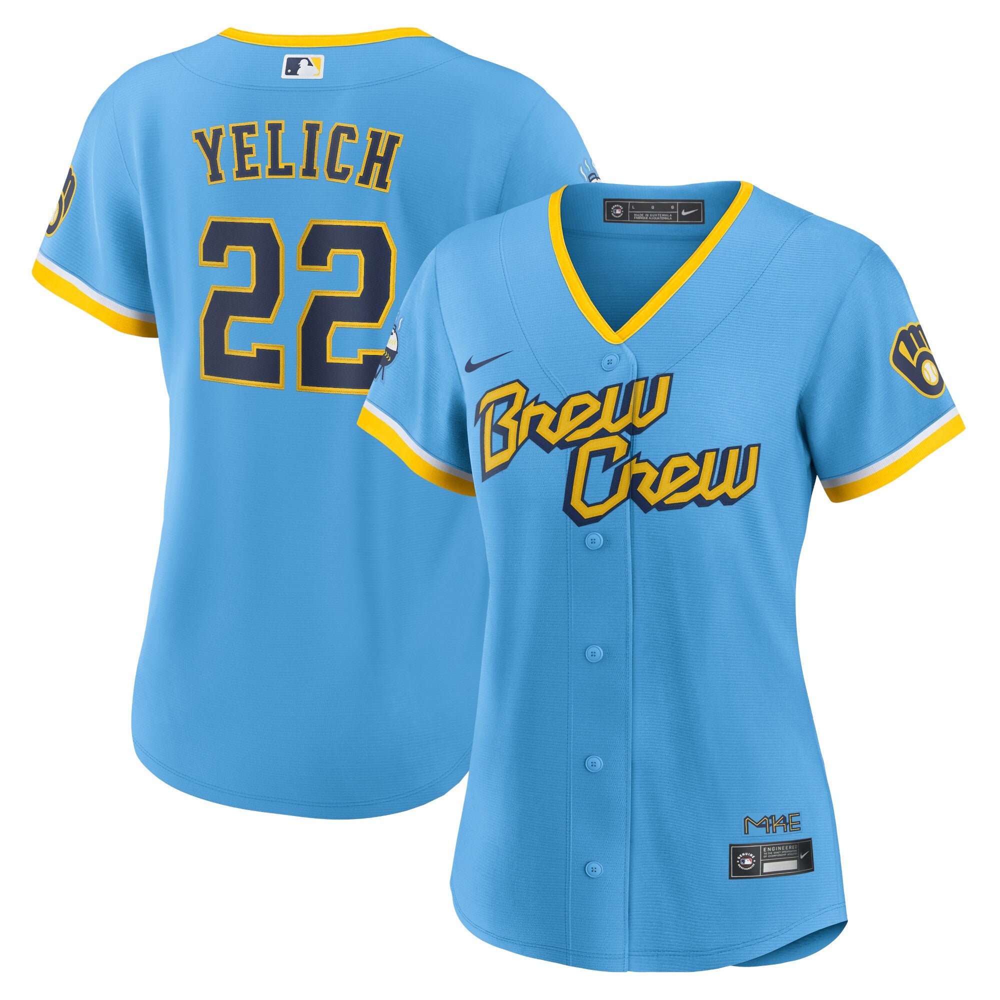 Christian Yelich Milwaukee Brewers blue City Connect jersey