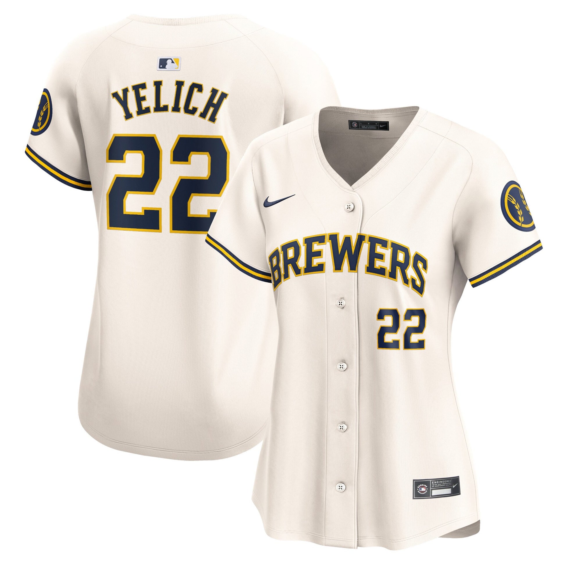 Christian Yelich Milwaukee Brewers cream Limited jersey