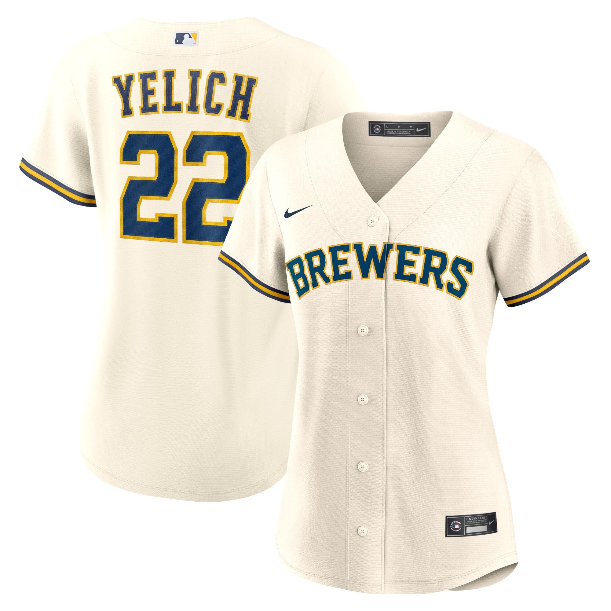 Christian Yelich Milwaukee Brewers cream Home jersey