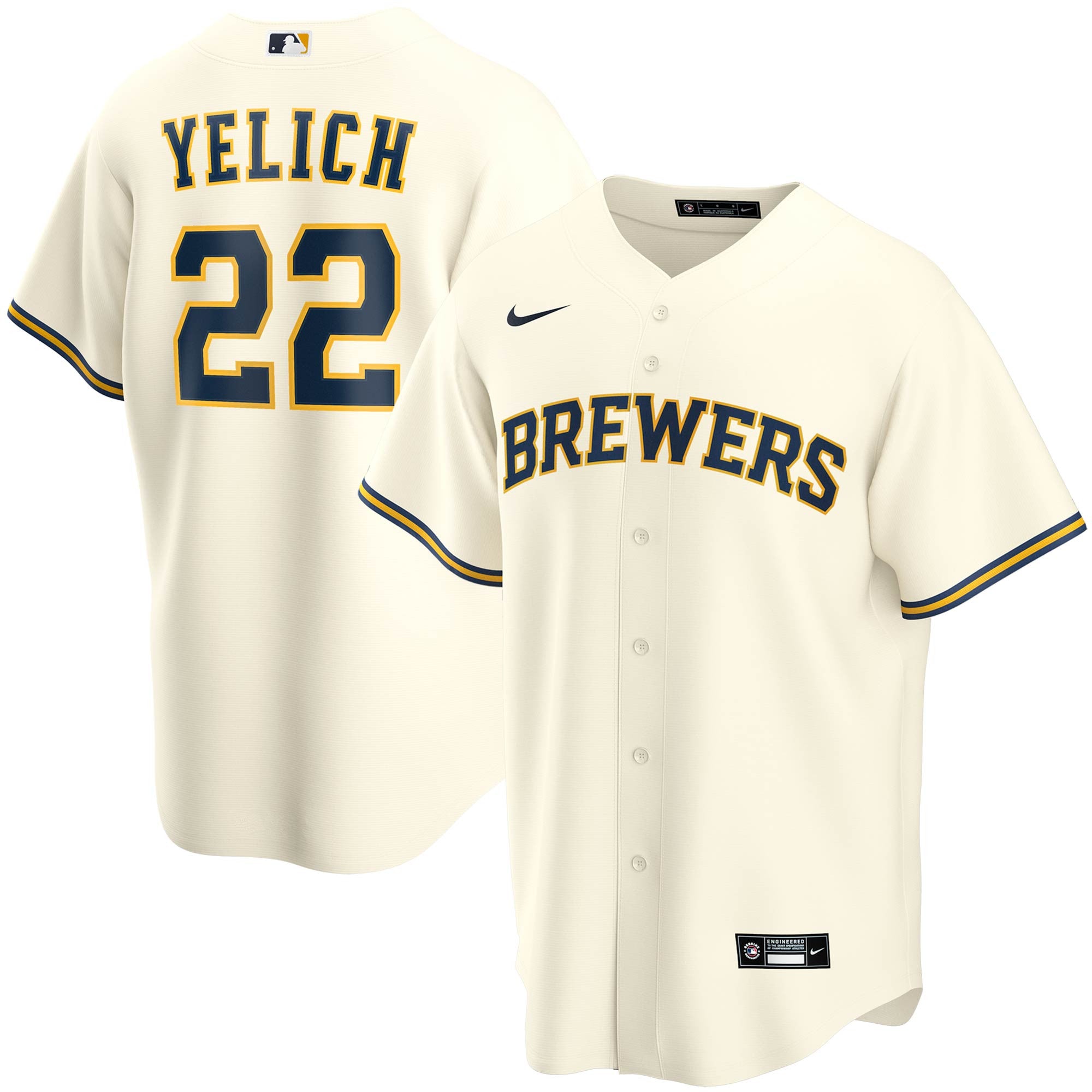 Christian Yelich Milwaukee Brewers cream Alternate jersey
