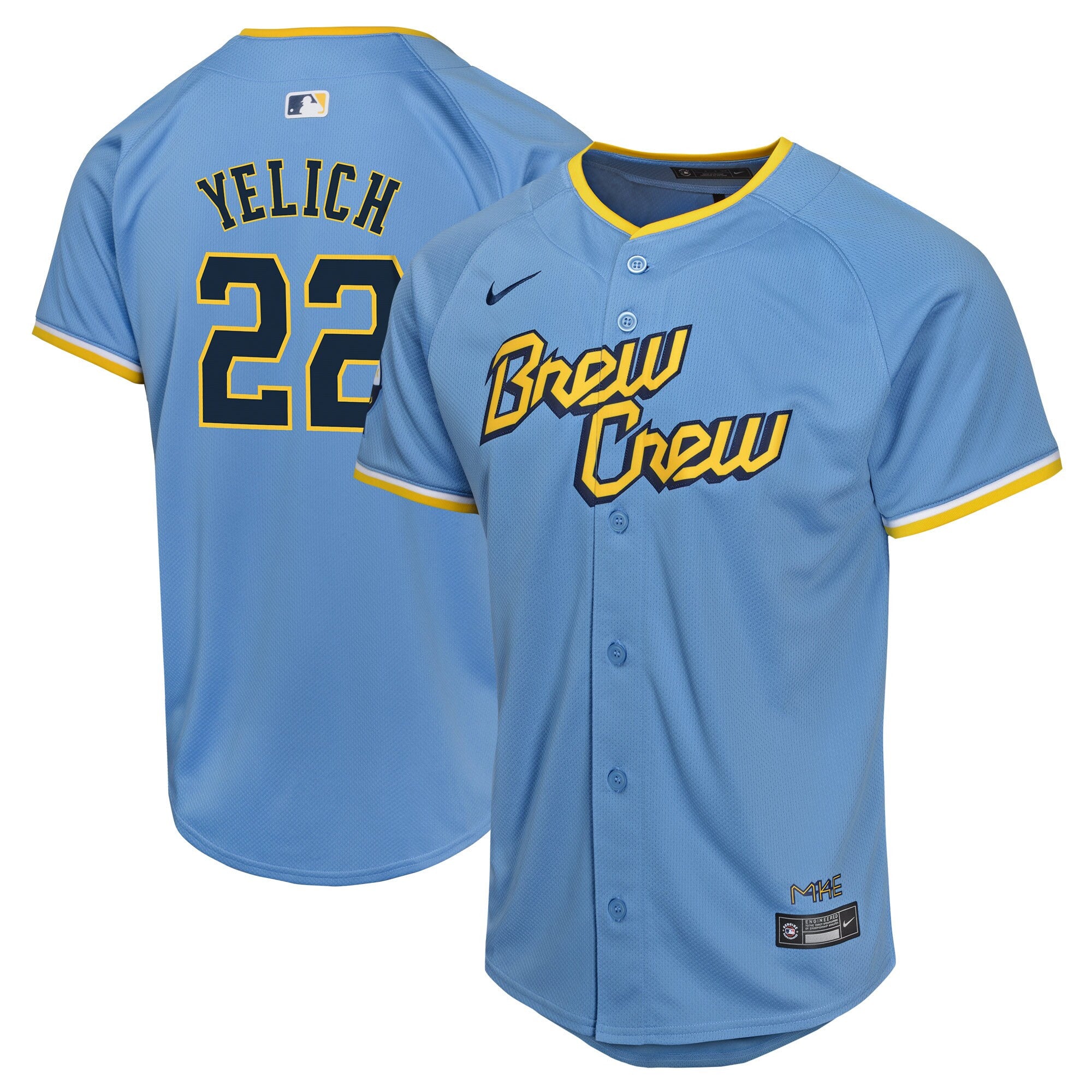 Christian Yelich Milwaukee Brewers blue City Connect jersey