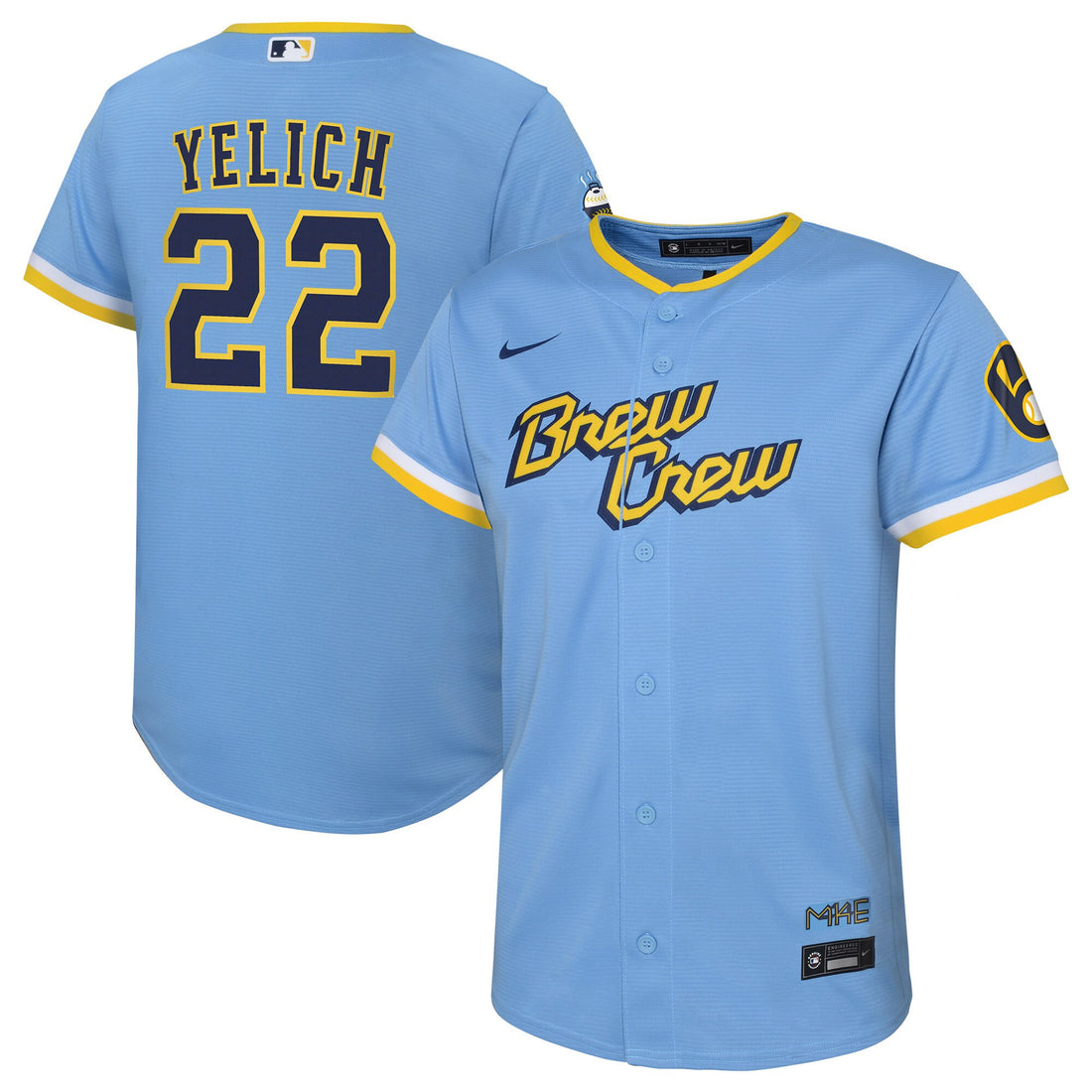 Christian Yelich Milwaukee Brewers blue City Connect jersey