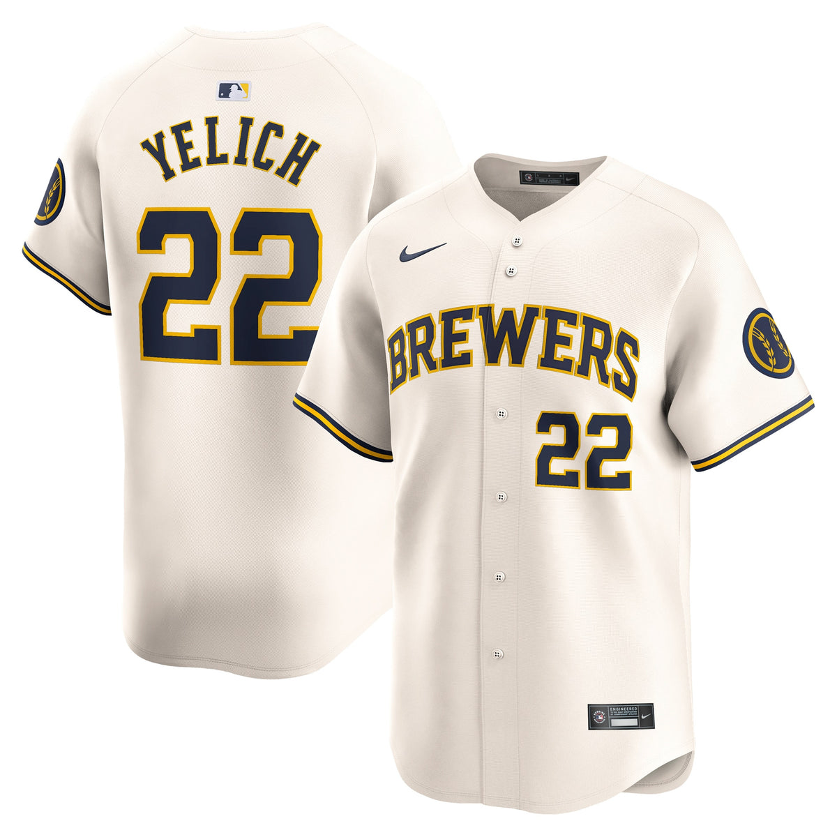 Christian Yelich Milwaukee Brewers cream Limited jersey
