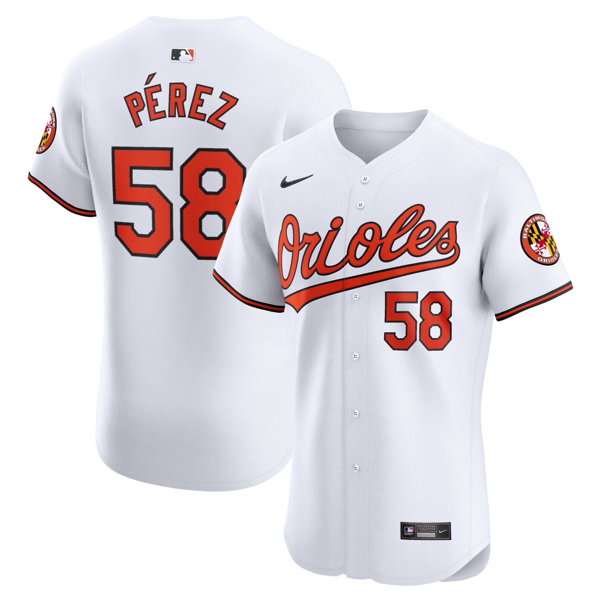 Cionel Perez Baltimore Orioles white Elite jersey