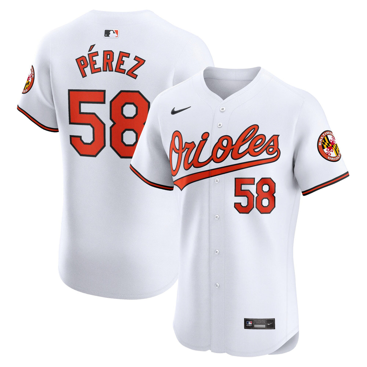 Cionel Perez Baltimore Orioles white Elite jersey
