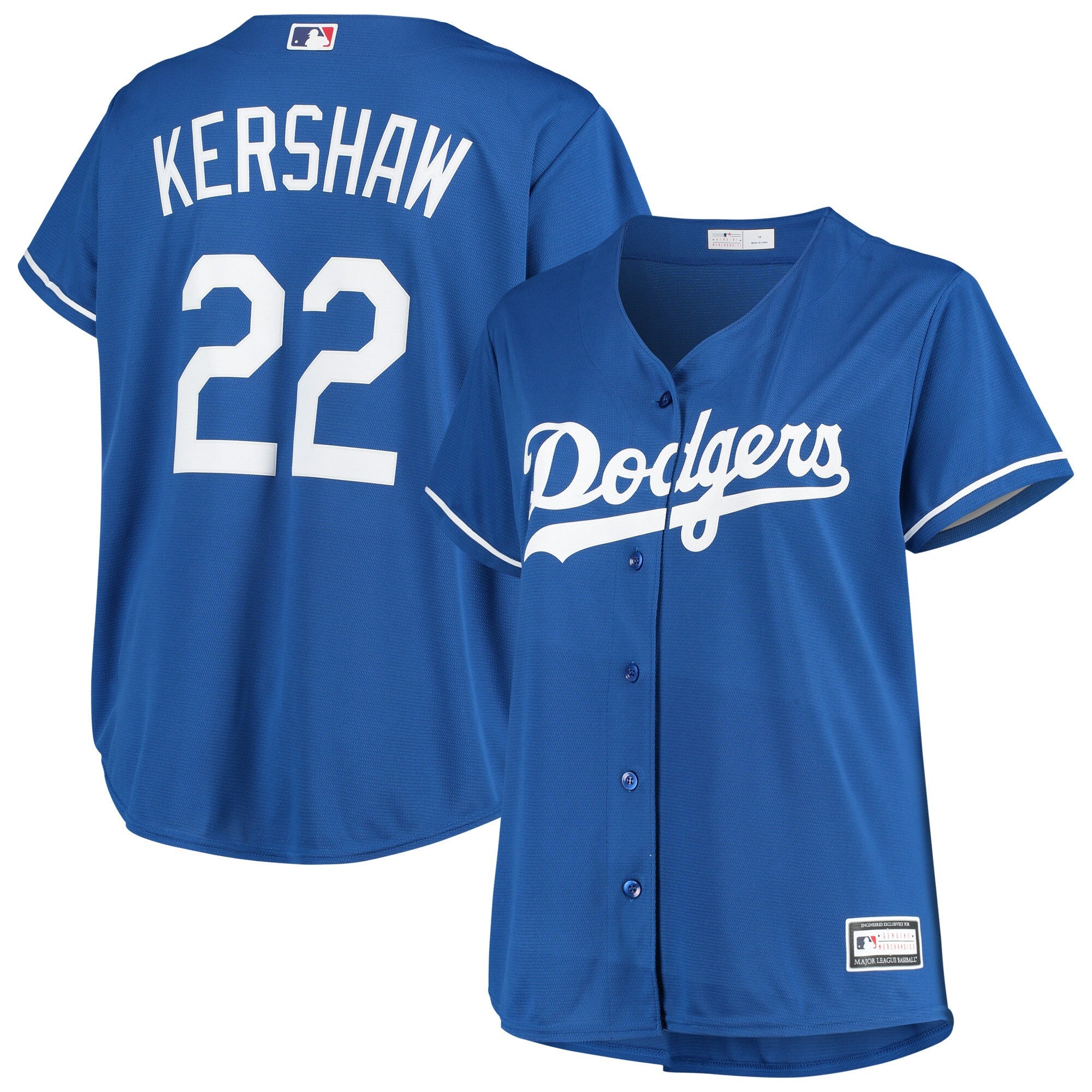 Clayton Kershaw Plus Size Los Angeles Dodgers royal jersey
