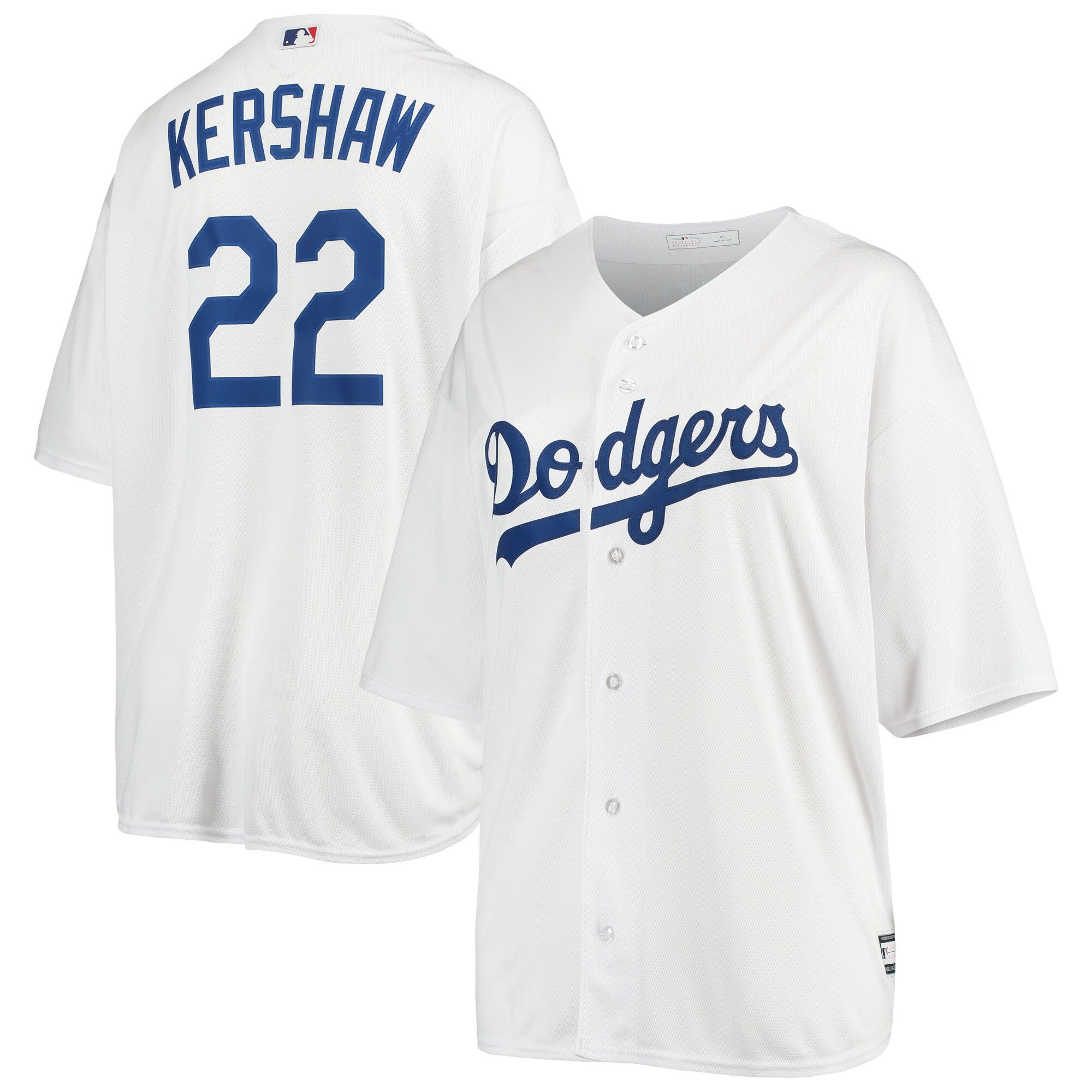 Clayton Kershaw Plus Size Los Angeles Dodgers white jersey