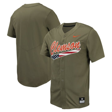 Full-button Clemson Tigers olive jersey