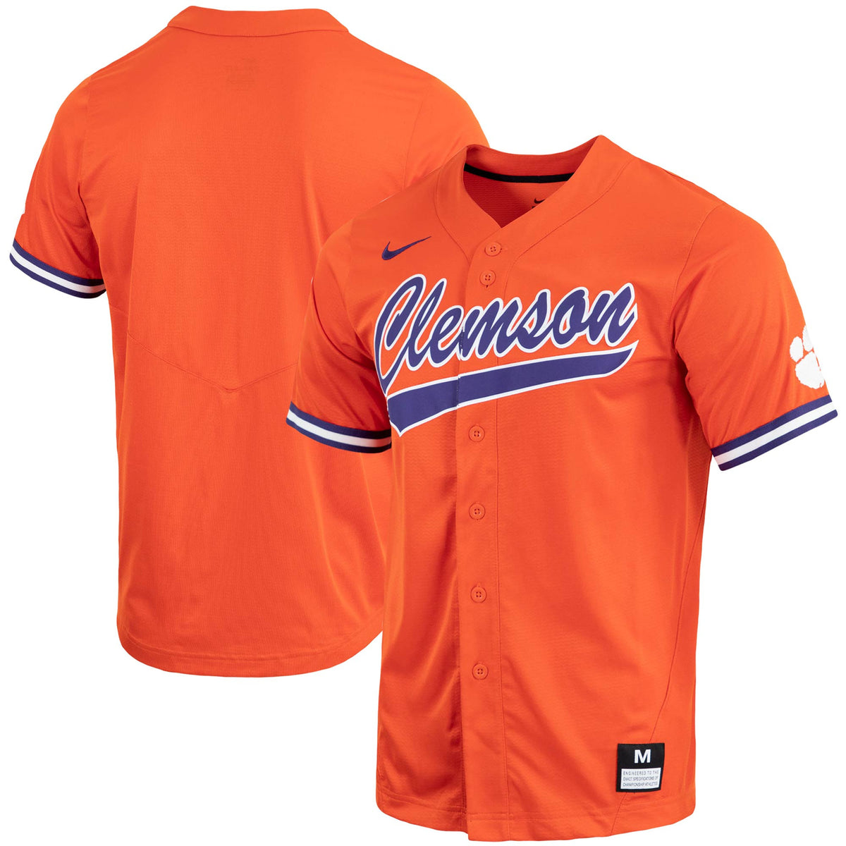 Full-button Clemson Tigers orange jersey