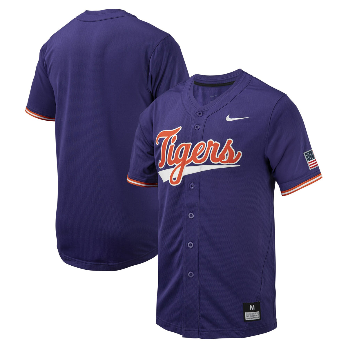 Full-button Clemson Tigers purple jersey
