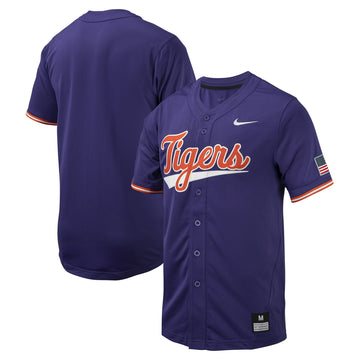 Full-button Clemson Tigers purple jersey