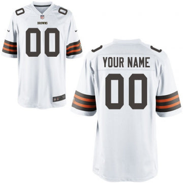 Custom Cleveland Browns white Game jersey