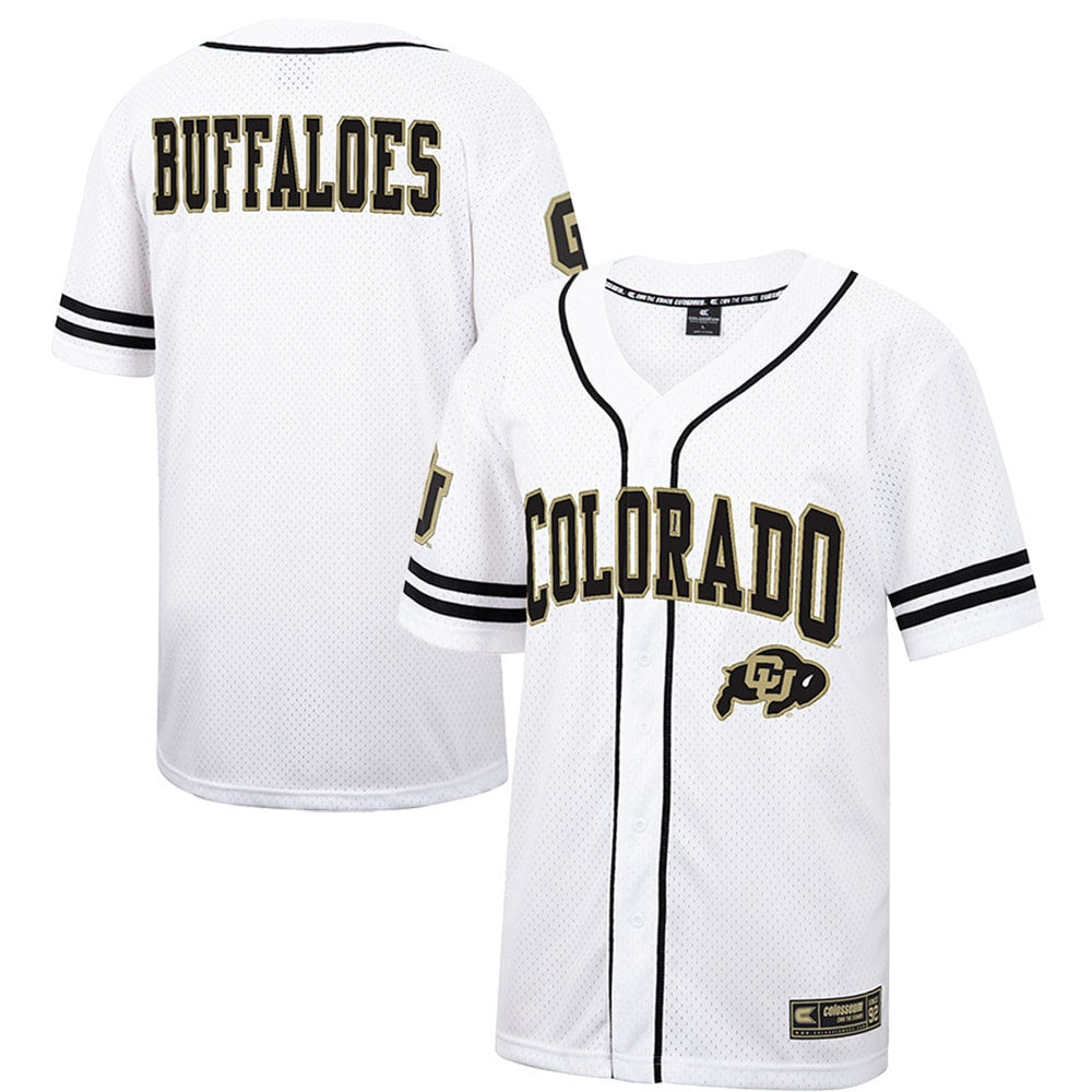 Colosseum Free Spirited Mesh Button-up Colorado Buffaloes white jersey