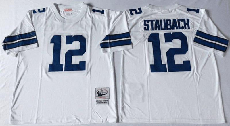 Roger Staubach Dallas Cowboys white Throwback jersey