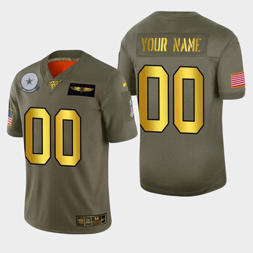Custom Dallas Cowboys olive Salute To Service jersey