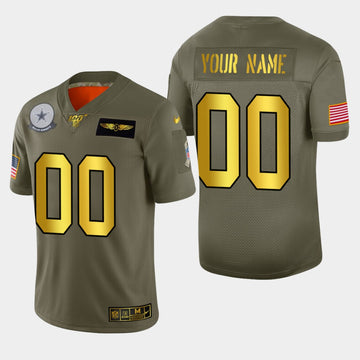 Custom Dallas Cowboys olive Salute To Service jersey