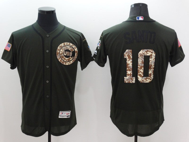 Ron Santo Chicago Cubs olive jersey