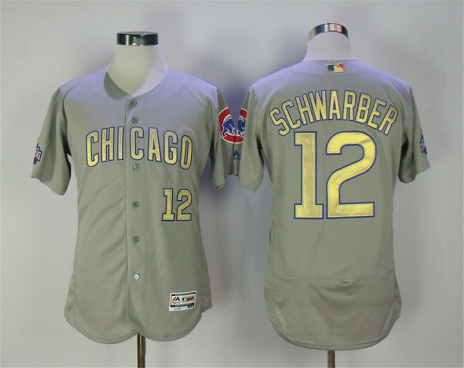 Kyle Schwarber World Series Champions Chicago Cubs gold jersey
