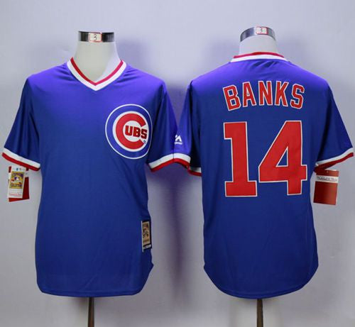 Ernie Banks Chicago Cubs blue Cooperstown jersey