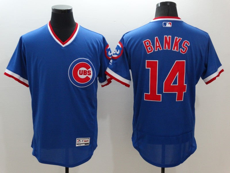 Ernie Banks Chicago Cubs blue Throwback jersey