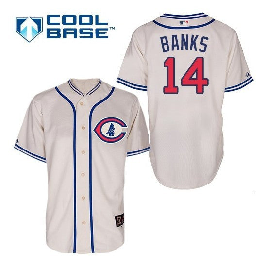 Ernie Banks Chicago Cubs cream jersey