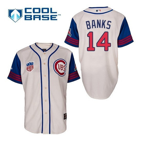 Ernie Banks Chicago Cubs cream jersey