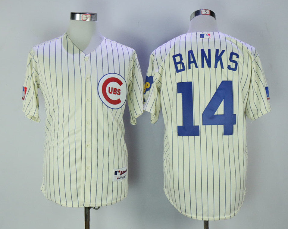 Ernie Banks Chicago Cubs cream jersey