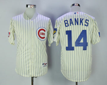 Ernie Banks Chicago Cubs cream jersey