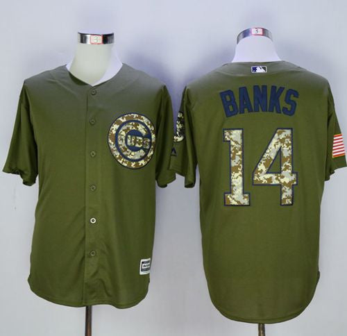 Ernie Banks Chicago Cubs green Camo jersey