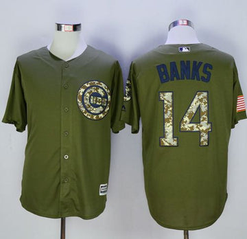 Ernie Banks Chicago Cubs green Camo jersey