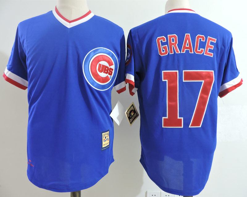 Mark Grace Chicago Cubs blue Cooperstown jersey
