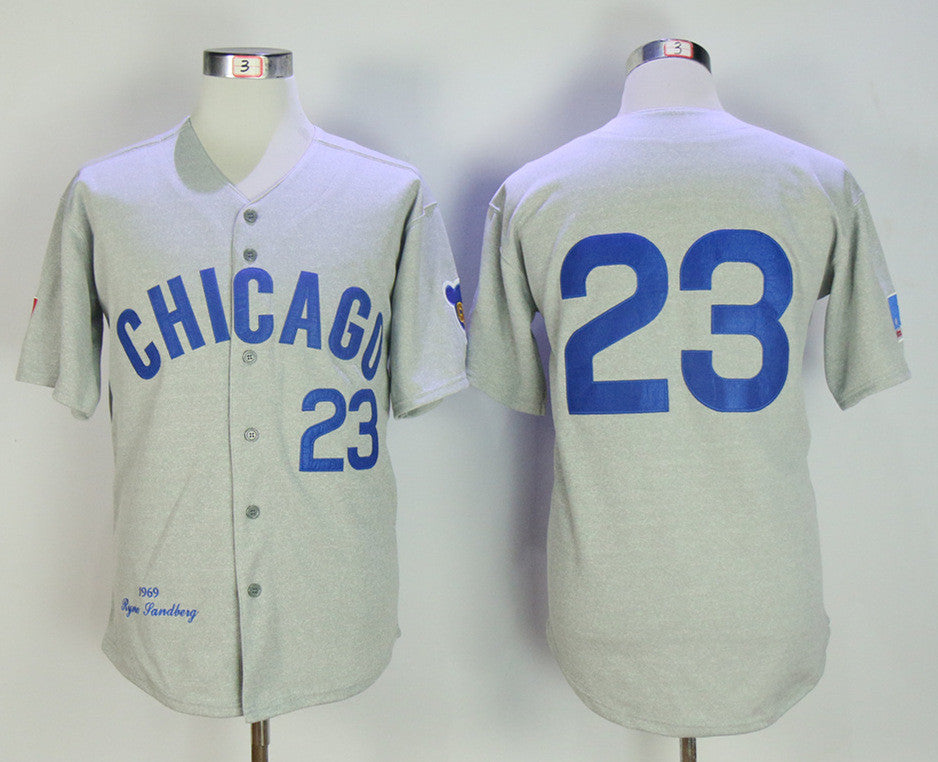 Ryne Sandberg Chicago Cubs gray Throwback jersey