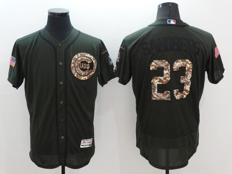 Ryne Sandberg Chicago Cubs olive jersey