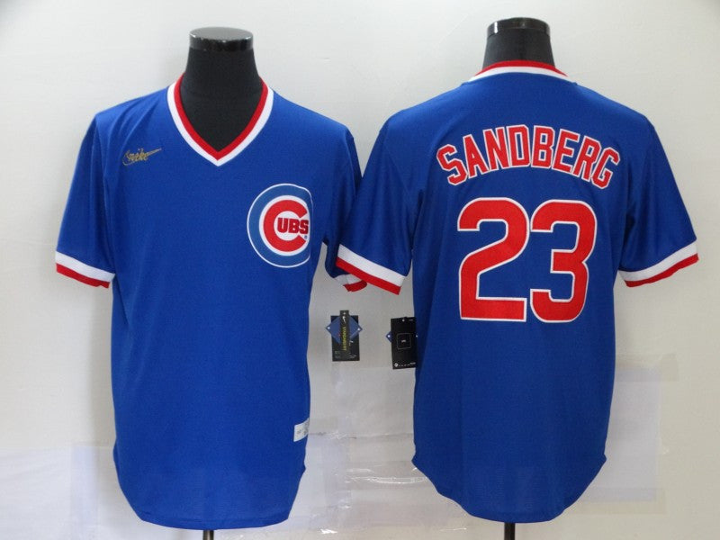 Ryne Sandberg Chicago Cubs royal Throwback jersey