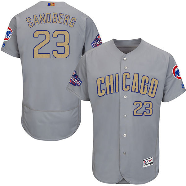 Ryne Sandberg World Series Champions Chicago Cubs gold jersey