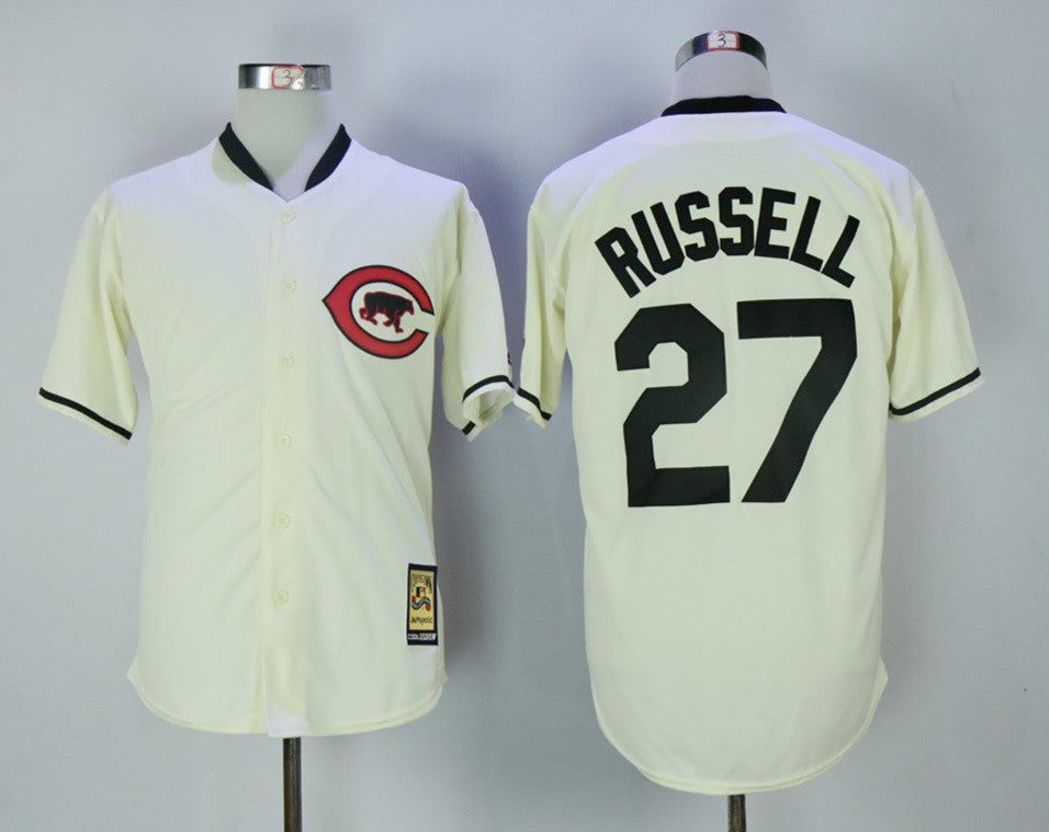 Addison Russell Chicago Cubs cream Throwback jersey